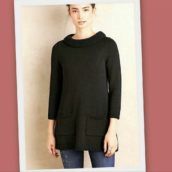 Anthropologie Field Flower Black Tunic Sweater Women’s Size Small - Picture 6 of 10